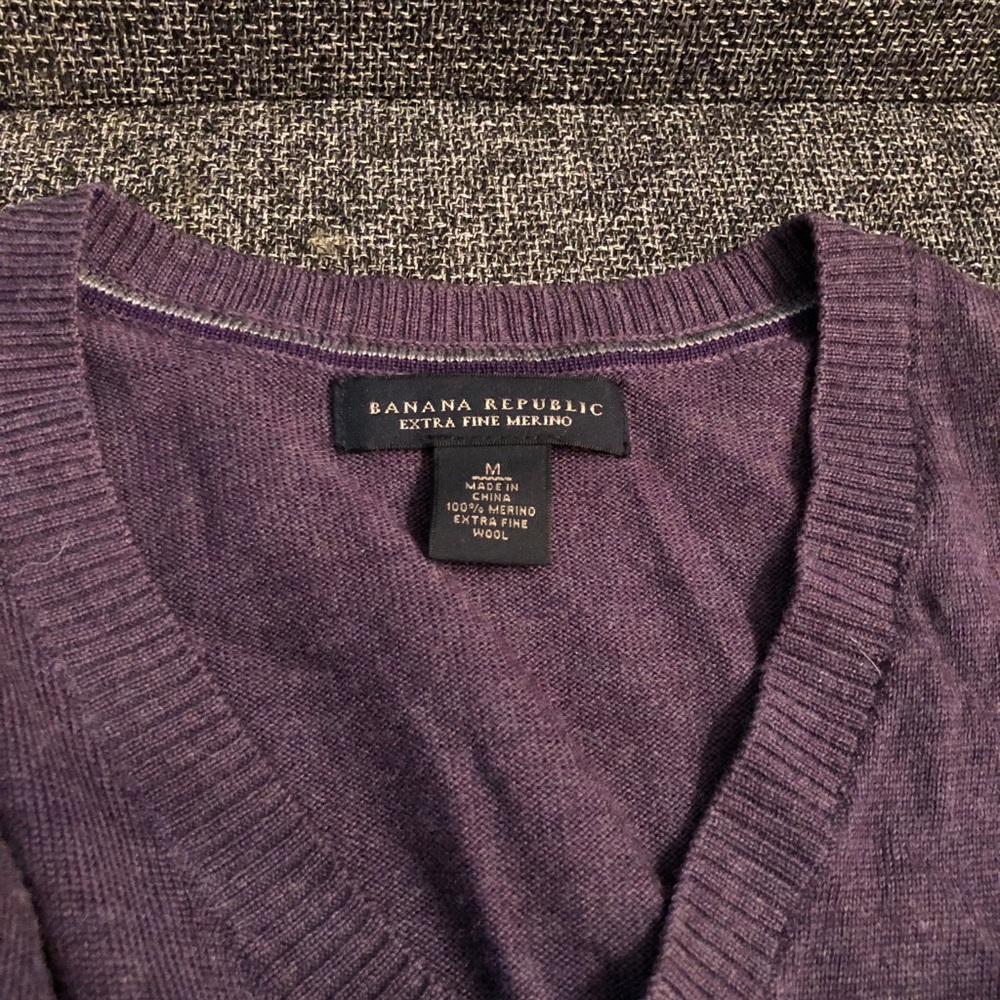 Banana Republic merino wool v-neck sweater- purple